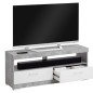 FMD TV/Hi-Fi-Standregal Betongrau und Hochglanz-Weiß FMD TV/Hi-Fi-Standregal Betongrau und Hochglanz-Weiß