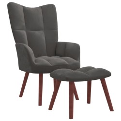 vidaXL Relaxsessel mit Hocker Dunkelgrau Samt