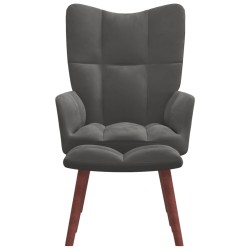 vidaXL Relaxsessel mit Hocker Dunkelgrau Samt