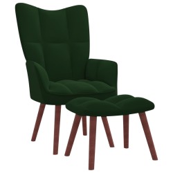 vidaXL Relaxsessel mit Hocker Dunkelgrün Samt