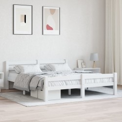 vidaXL Massivholzbett Weiß Kiefer 160x200 cm 
