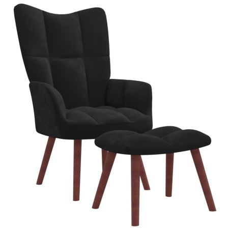 vidaXL Relaxsessel mit Hocker Schwarz Samt