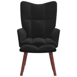 vidaXL Relaxsessel mit Hocker Schwarz Samt