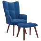 vidaXL Relaxsessel mit Hocker Blau Samt vidaXL Relaxsessel mit Hocker Blau Samt