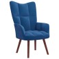 vidaXL Relaxsessel mit Hocker Blau Samt vidaXL Relaxsessel mit Hocker Blau Samt