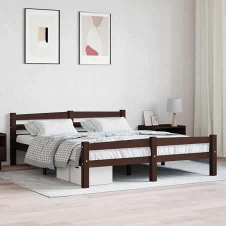 vidaXL Massivholzbett Dunkelbraun Kiefer 160x200 cm