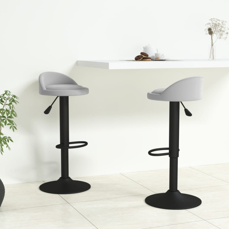 Barhocker 2 Stk. Hellgrau Samt Barhocker 2 Stk. Hellgrau Samt