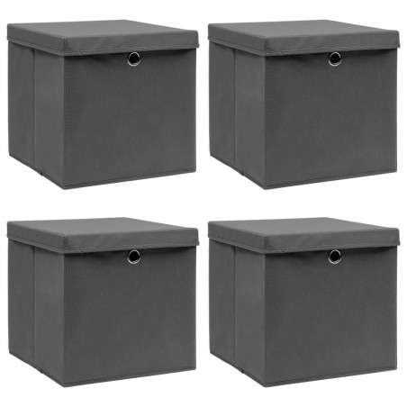 vidaXL Aufbewahrungsboxen mit Deckeln 4 Stk. Grau 32x32x32 cm Stoff