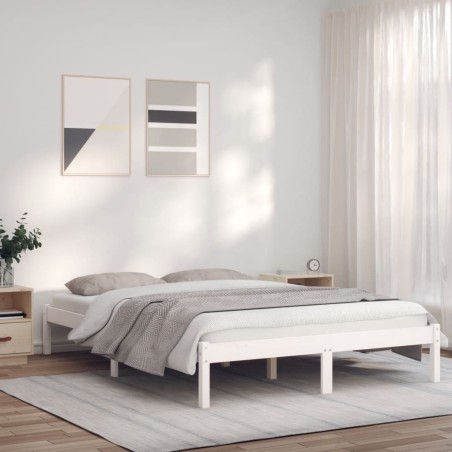 vidaXL Massivholzbett Weiß 135x190 cm Kiefer 4FT6 Double