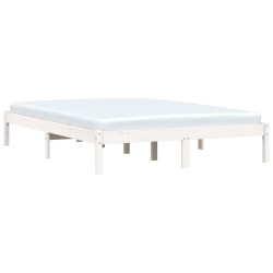 vidaXL Massivholzbett Weiß 135x190 cm Kiefer 4FT6 Double