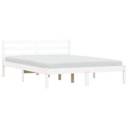 vidaXL Massivholzbett Weiß 135x190 cm Kiefer 4FT6 Double