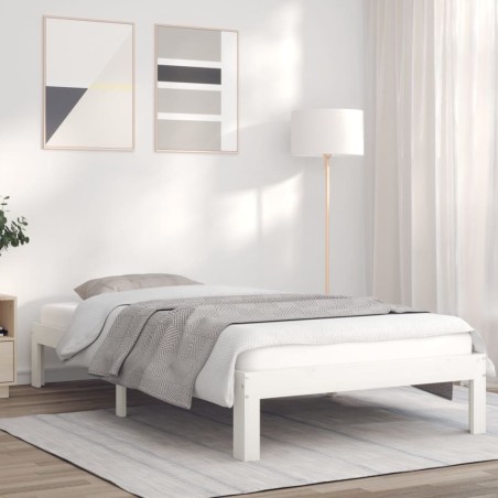 vidaXL Massivholzbett Weiß 75x190 cm Kiefer 2FT6 Small Single