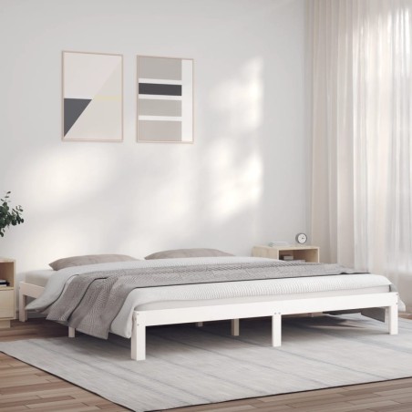 vidaXL Massivholzbett Weiß 180x200 cm Kiefer 6FT Super King