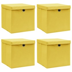 vidaXL Aufbewahrungsboxen mit Deckeln 4 Stk. Gelb 32x32x32 cm Stoff