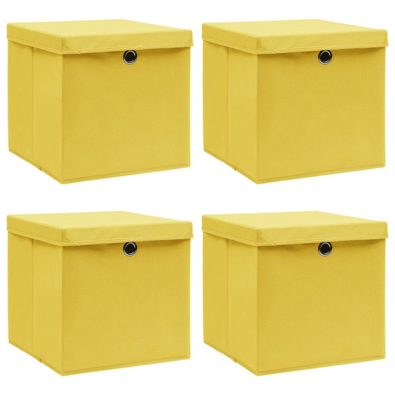 vidaXL Aufbewahrungsboxen mit Deckeln 4 Stk. Gelb 32x32x32 cm Stoff vidaXL Aufbewahrungsboxen mit Deckeln 4 Stk. Gelb 32x32x32 cm Stoff