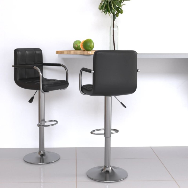 Barhocker 2 Stk. Schwarz Kunstleder Barhocker 2 Stk. Schwarz Kunstleder