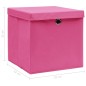 vidaXL Aufbewahrungsboxen mit Deckeln 10 Stk. Rosa 32x32x32 cm Stoff vidaXL Aufbewahrungsboxen mit Deckeln 10 Stk. Rosa 32x32x32 cm Stoff