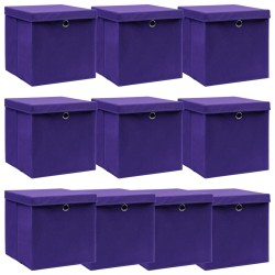 vidaXL Aufbewahrungsboxen mit Deckeln 10 Stk. Lila 32x32x32 cm Stoff