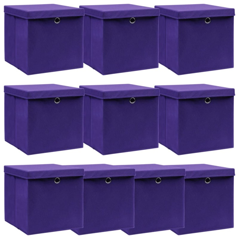 vidaXL Aufbewahrungsboxen mit Deckeln 10 Stk. Lila 32x32x32 cm Stoff vidaXL Aufbewahrungsboxen mit Deckeln 10 Stk. Lila 32x32x32 cm Stoff