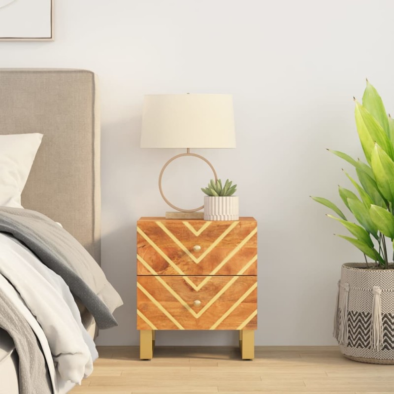 vidaXL Nachttisch Braun und Schwarz Massivholz Mango vidaXL Nachttisch Braun und Schwarz Massivholz Mango