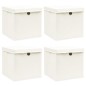 vidaXL Aufbewahrungsboxen mit Deckeln 4 Stk. Weiß 32x32x32 cm Stoff vidaXL Aufbewahrungsboxen mit Deckeln 4 Stk. Weiß 32x32x32 cm Stoff