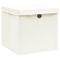vidaXL Aufbewahrungsboxen mit Deckeln 4 Stk. Weiß 32x32x32 cm Stoff vidaXL Aufbewahrungsboxen mit Deckeln 4 Stk. Weiß 32x32x32 cm Stoff