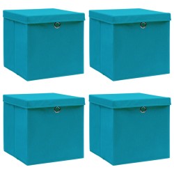  vidaXL Aufbewahrungsboxen mit Deckeln 4 Stk. Babyblau 32x32x32cm Stoff