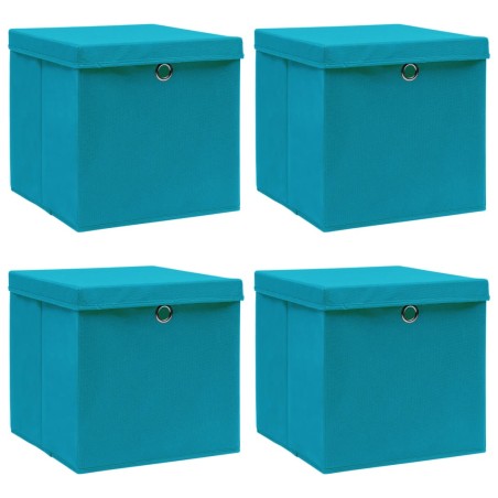  vidaXL Aufbewahrungsboxen mit Deckeln 4 Stk. Babyblau 32x32x32cm Stoff
