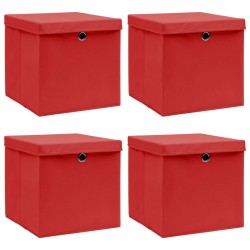 vidaXL Aufbewahrungsboxen mit Deckeln 4 Stk. Rot 32x32x32 cm Stoff