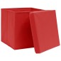 vidaXL Aufbewahrungsboxen mit Deckeln 4 Stk. Rot 32x32x32 cm Stoff vidaXL Aufbewahrungsboxen mit Deckeln 4 Stk. Rot 32x32x32 cm Stoff