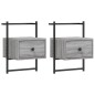 vidaXL Wand-Nachttische 2 Stk. Grau Sonoma 35x30x51 cm Holzwerkstoff