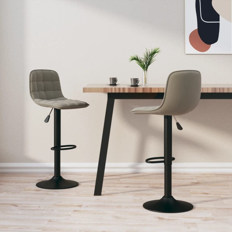 Barhocker 2 Stk. Hellgrau Samt Barhocker 2 Stk. Hellgrau Samt