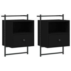 vidaXL Wand-Nachttische 2 Stk. Schwarz 40x30x61 cm Holzwerkstoff
