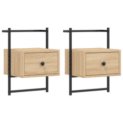 vidaXL Wand-Nachttische 2 Stk. Sonoma-Eiche 35x30x51 cm Holzwerkstoff