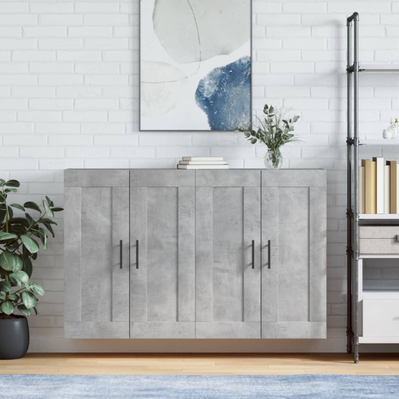 Wandschränke 2 Stk. Betongrau Holzwerkstoff Wandschränke 2 Stk. Betongrau Holzwerkstoff