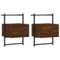 vidaXL Wand-Nachttische 2 Stk. Braun Eiche 35x30x51 cm Holzwerkstoff