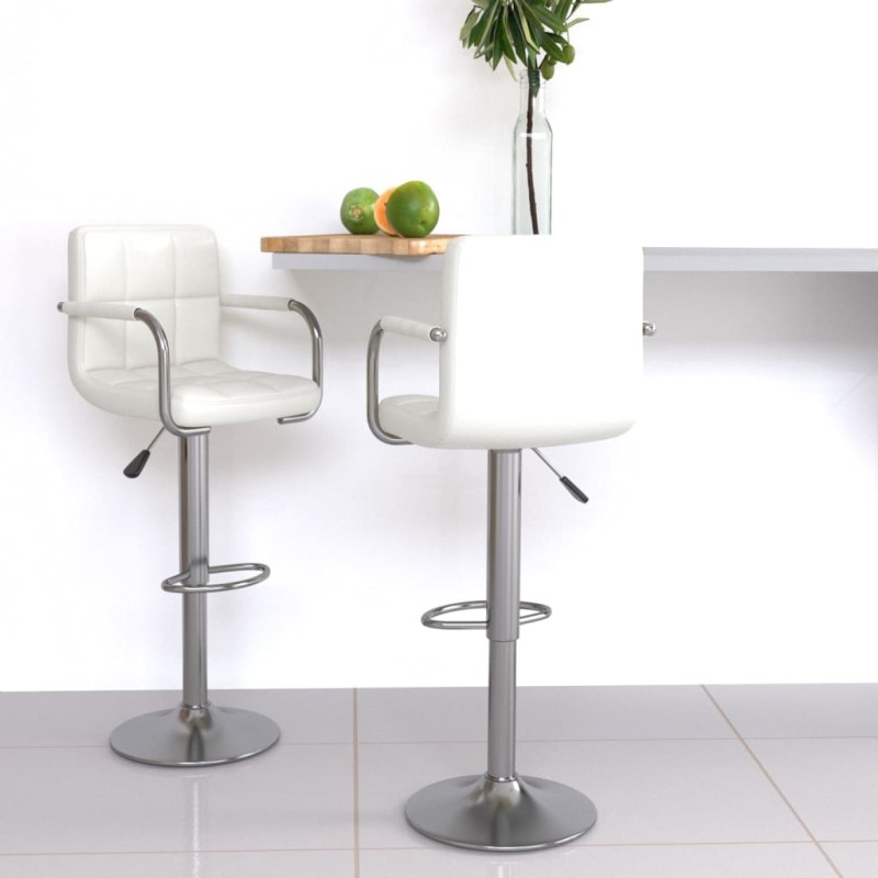 Barhocker 2 Stk. Weiß Kunstleder Barhocker 2 Stk. Weiß Kunstleder