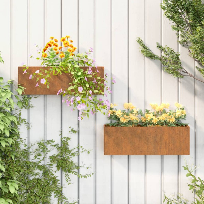 vidaXL Wand-Pflanzkübel 2 Stk. Rostig Cortenstahl 53x10x17 cm vidaXL Wand-Pflanzkübel 2 Stk. Rostig Cortenstahl 53x10x17 cm