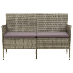 vidaXL Gartensofa 3-Sitzer mit Kissen Grau Poly Rattan
