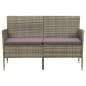 vidaXL Gartensofa 3-Sitzer mit Kissen Grau Poly Rattan vidaXL Gartensofa 3-Sitzer mit Kissen Grau Poly Rattan