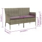 vidaXL Gartensofa 3-Sitzer mit Kissen Grau Poly Rattan vidaXL Gartensofa 3-Sitzer mit Kissen Grau Poly Rattan