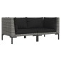 vidaXL Gartensofas 2 Stk. mit Kissen Halbrundes Poly Rattan