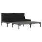 vidaXL 3-tlg. Garten-Lounge-Set Dunkelgrau Halbrundes Poly Rattan vidaXL 3-tlg. Garten-Lounge-Set Dunkelgrau Halbrundes Poly Rattan