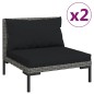 vidaXL 3-tlg. Garten-Lounge-Set Dunkelgrau Halbrundes Poly Rattan vidaXL 3-tlg. Garten-Lounge-Set Dunkelgrau Halbrundes Poly Rattan