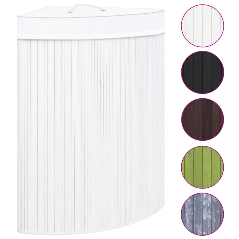 vidaXL Eck-Wäschekorb Bambus Weiß 60 L vidaXL Eck-Wäschekorb Bambus Weiß 60 L