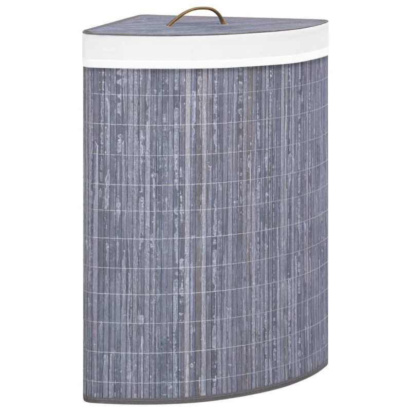 vidaXL Eck-Wäschekorb Bambus Grau 60 L vidaXL Eck-Wäschekorb Bambus Grau 60 L