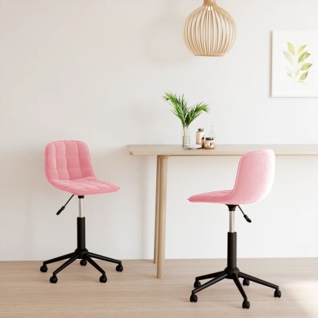 Esszimmerstühle 2 Stk. Drehbar Rosa Samt