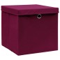 vidaXL Aufbewahrungsboxen mit Deckeln 4 Stk. 28x28x28 cm Dunkelrot vidaXL Aufbewahrungsboxen mit Deckeln 4 Stk. 28x28x28 cm Dunkelrot
