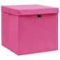vidaXL Aufbewahrungsboxen mit Deckeln 10 Stk. 28x28x28 cm Rosa vidaXL Aufbewahrungsboxen mit Deckeln 10 Stk. 28x28x28 cm Rosa