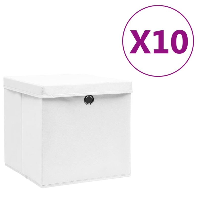 vidaXL Aufbewahrungsboxen mit Deckeln 10 Stk. 28x28x28 cm Weiß vidaXL Aufbewahrungsboxen mit Deckeln 10 Stk. 28x28x28 cm Weiß